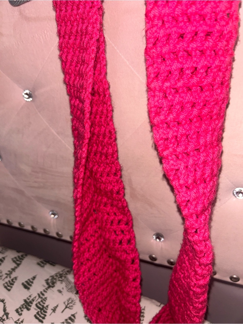 Pink Crochet Infinity Scarf - Picture 2 of 3
